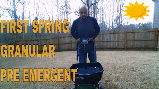 Granular pre emergent for lawns/ First spring pre emergent application