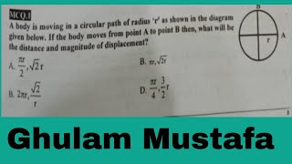 distance and displacement of body in circulatory motion mdcat physics