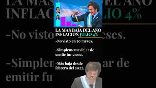 LA #inflación MAS BAJA DEL AÑO 🚨 JULIO 4% #Urgentemilei