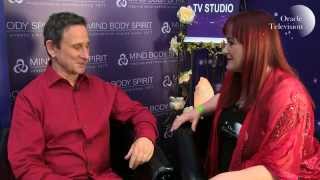 Art Giser in the Oracle TV Pop Up Studio at the Mind Body Spirit Festival