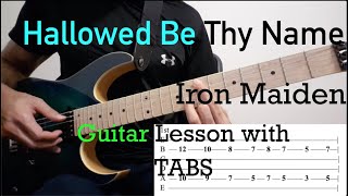 Hallowed be Thy Name - Iron Maiden: Guitar Lesson with ON SCREEN TABS - Intro/Chords/Harmony Cover