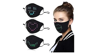 LED Voice-Activated Luminous Face_Masks - USB Rechargeable Light Up Face Covering, Glowing Decorati