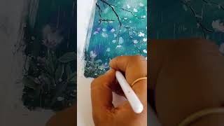 Painting rain in winter.. #gouaches #art #shorts