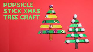 Christmas Tree Craft Activity with Popsicle Sticks for Kids