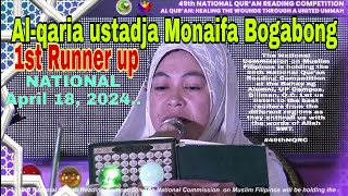 Beautiful Reading qur'an National April 18, 2024. 2nd Place Alqaria Ustadja Monaifa Bogabong