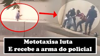 Motoqueiro luta contra polícia e recebe sua arma após esse tentar ficar com a mota do mototaxista 😂😂