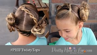 Twisty Tops Hair Buns Toddler Hairstyles | Pretty Hair is Fun