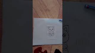 Cute cat paper drawing