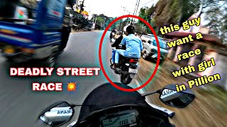 HE  WANTS TO RACE | STREET RACING | CRAZY BIKERS ON ROAD|