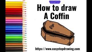 How to draw coffin rip | #easystepdrawing #coffin #halloween