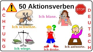 50 Aktionsverben auf Deutsch mit Sätzen | Was machst du gerade? | Tägliche Sätze A1-A2