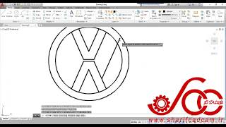 طراحی لوگوی خودروی فولکس  واگن در اتوکد