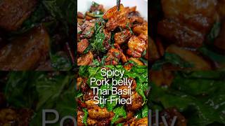 How to Cook Spicy Thai Basil Pork Belly Stir-Fried #shorts  #food #eggrecipes #cooking #thaifood