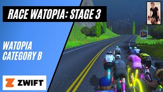 ZWIFT BLOWUP in Race Watopia Stage 3! // Two Bridges Loop // Category B