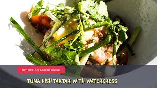 Tasty Tuna Tartar with watercress and Asian spices