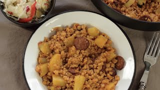 Shepherd's Egg Barley with Sausage and Potato (Pásztortarhonya)