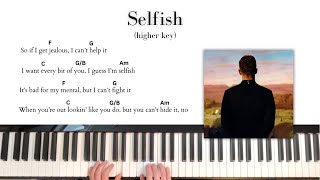 Selfish- Justin Timberlake | Easy Piano Chords (higher key)