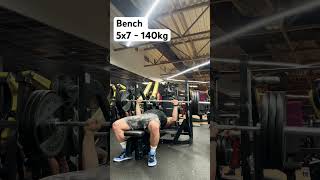 140kg 5x7  #benchpress #motivation #fitnesstraining #powerlifting #fitnessworkout #training #sports