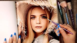 ASMR Book Triggers 📖 Face Tracing & Doing Make up to Celebrities ✨ Long Nails 💋 Inaudible Whispering