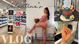 Valentine's VLOG |soft girl Nails 💅🏽 Photoshoot💗trying Chloe from INH Hair + Stranger Things Bday