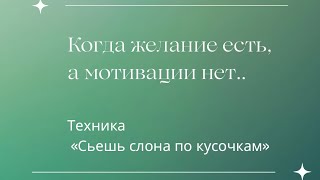 Техника «Съешь слона по кусочкам» или как усилить мотивацию к цели