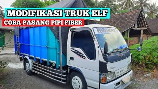 MODIFIKASI TRUK ISUZU ELF | Pasang pipi fiber buatan sendiri