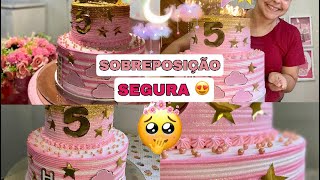 BOLO DE 2 ANDARES TEMA ESTRELINHA ✨💫 - SOBREPOSIÇÃO SEGURA 😍