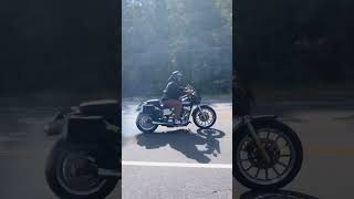 Harley Rolling Burnout off the Rev Limiter