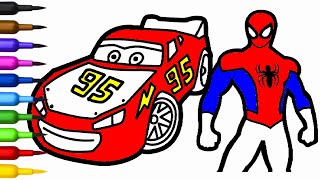 Spiderman and Lightning Mcqueen Coloring Book