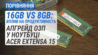 16GB vs 8GB: Вплив на продуктивність у 2024. Апгрейд ОЗП у ноутбуці Acer Extensa 15.