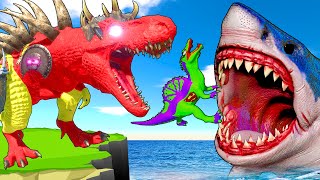 Spiderman T-Rex Evolution vs Megalondo & Evolved Godzilla BIGGEST EVER Dinosaurs Fighting in ARBS