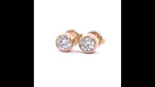 Modern 1.18 Carat Diamond Round Bezel Solitaire Stud Earrings in 14k Yellow Gold