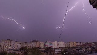 Lightning/ Thunderstorm and rain over the city