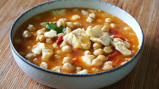 POTAJE DE GARBANZOS CON BACALAO. RECETA SEMANA SANTA