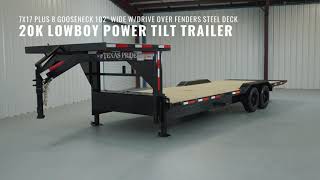 20k LB GVWR Gooseneck Flatbed Power Tilt Trailer