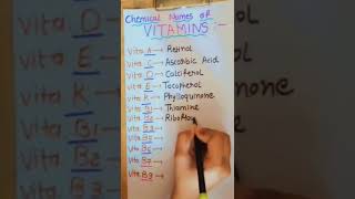 Chemical names of vitamins