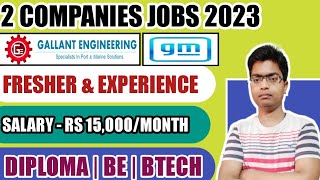 TWO COMPANIES JOBS | Diploma or be or btech mechanical , instrumentation engineer jobs 2023