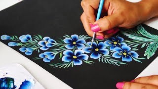 Easy Freehand Bel Painting Design for Kurtis / Suits | Acrylic Painting | One Stroke Painting