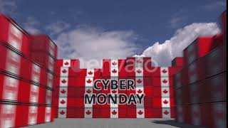 Containers with CYBER MONDAY Text and Flags of Canada | Motion Graphics - Envato elements