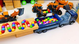 Marble Run ASMR Race ☆ HABA Slope & Dump Truck Excavator Ambulance Forklift Garbage Truck Tractors