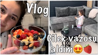 KWANTUMDAN COK GUZEL BIR VAZO ALDIM🍓😍 VERANDAYI TOPARLIYORUM😍GUNLUK VLOG