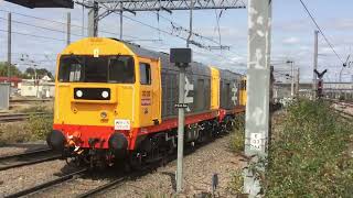 BR class 69011 & 20132 20118 seen departing Peterborough on 50th Anniversary Of Drax PS Railtour.