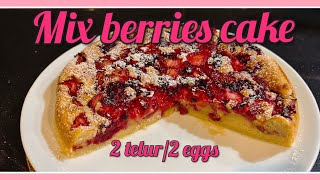 Mix berries cake#myownrecipe#nottosweet#easy#mudah#2telursaja#yummy#uenaktenan#Oz'23