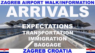 ZAGREB CROATIA AIRPORT ARRIVALS INFORMATION/WALKTHROUGH - IMMIGRATION - BAGGAGE - TRANSPORTATION