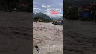 9 july 2023 Choti Kashi Temple Flood condition in Mandi,Himachal pradesh #explorepage #ytshorts