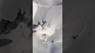 crazy aerial prospective skiing down a chute! #skiing #extremesports