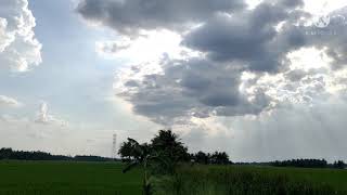 Beautiful sun light in dark clouds