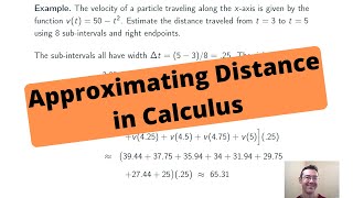 Approximating Distance In Calculus