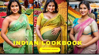 4K AI Art - Stunning Pregnant Woman at busy Vegetable Market | indian lookbook