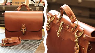 Hand Made Leather Briefcase - Short Version - Wicket and Craig Bridle in Chestnut